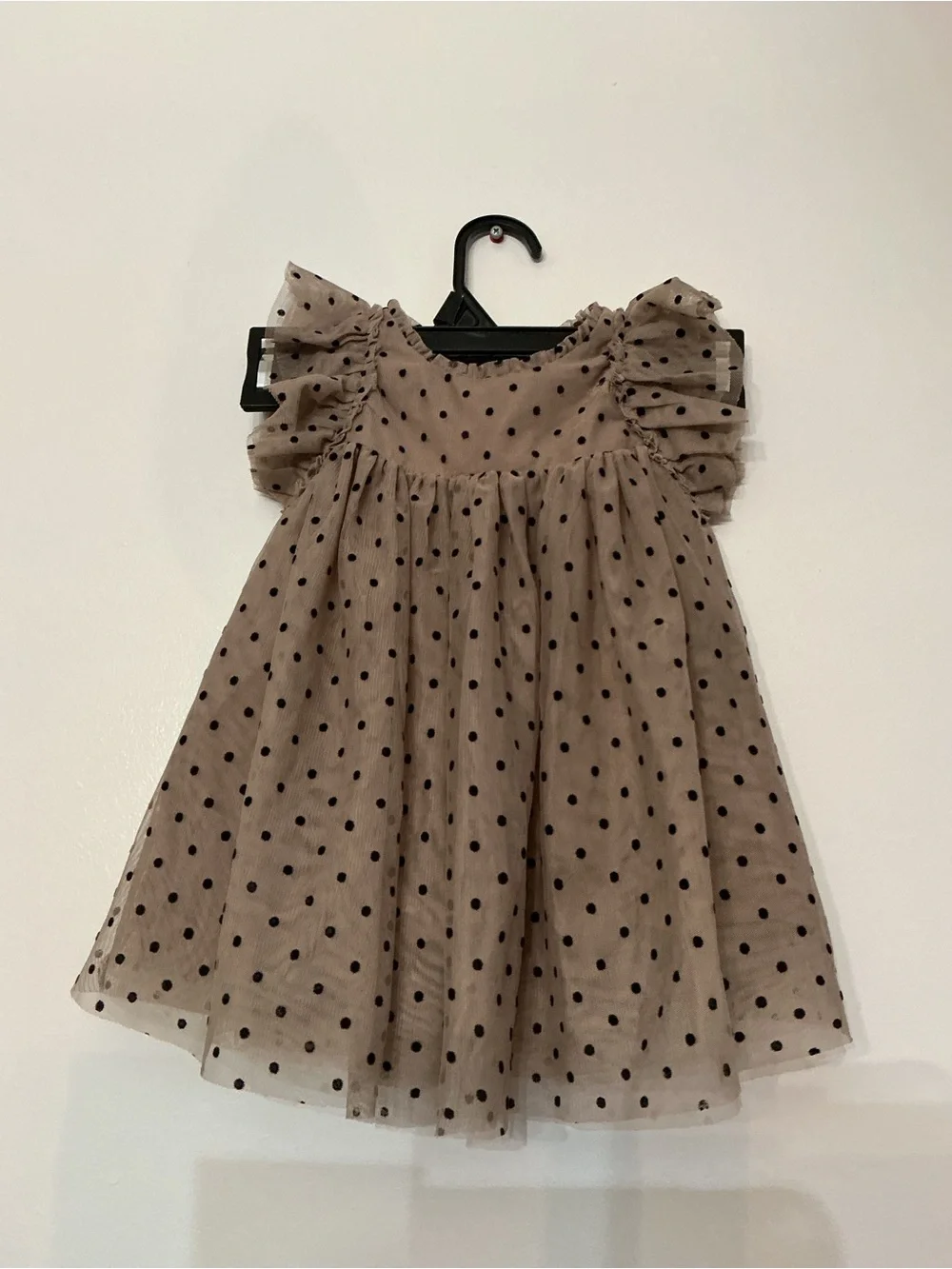 GAP Taupe Polka Dot Tulle Dress with Black Dots